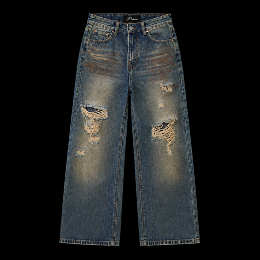 MUDDY BOOTCUT DISTRESSED DENIM