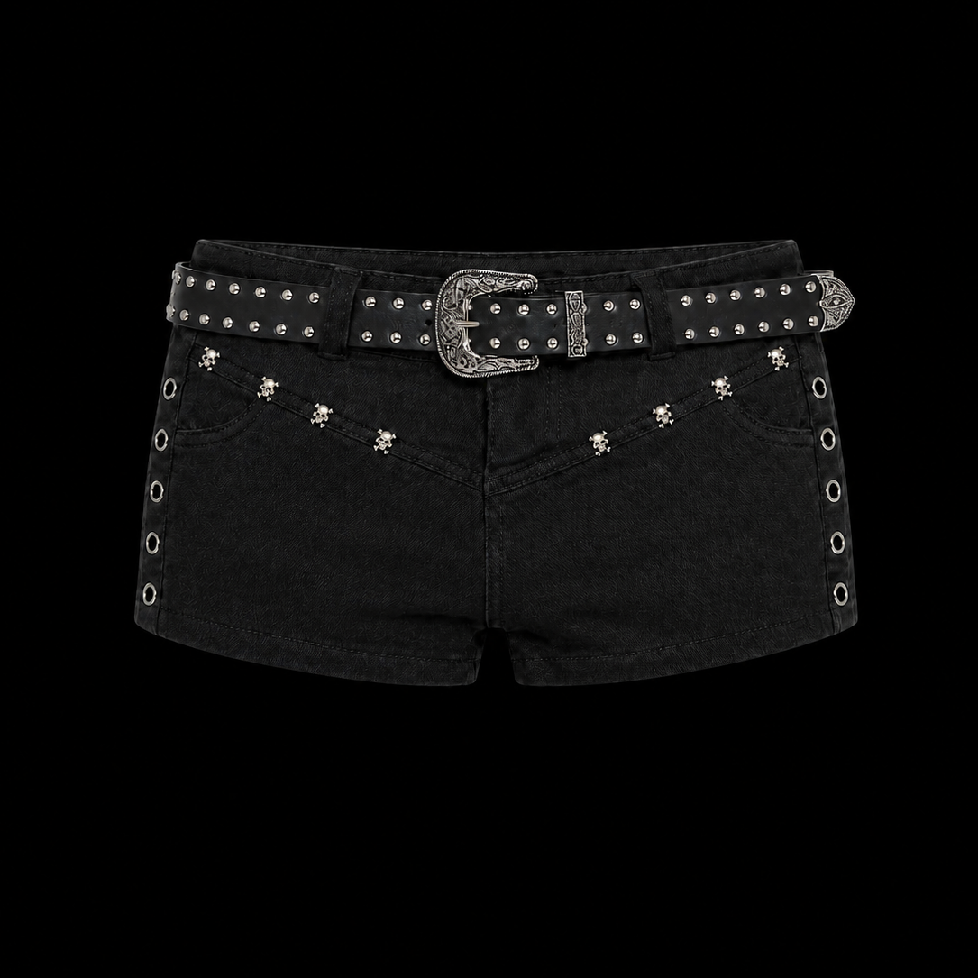 ROXY STUDDED LOW RISE SHORTS (BELT INCLUDED)