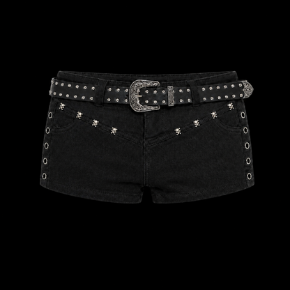 ROXY STUDDED LOW RISE SHORTS (BELT INCLUDED)