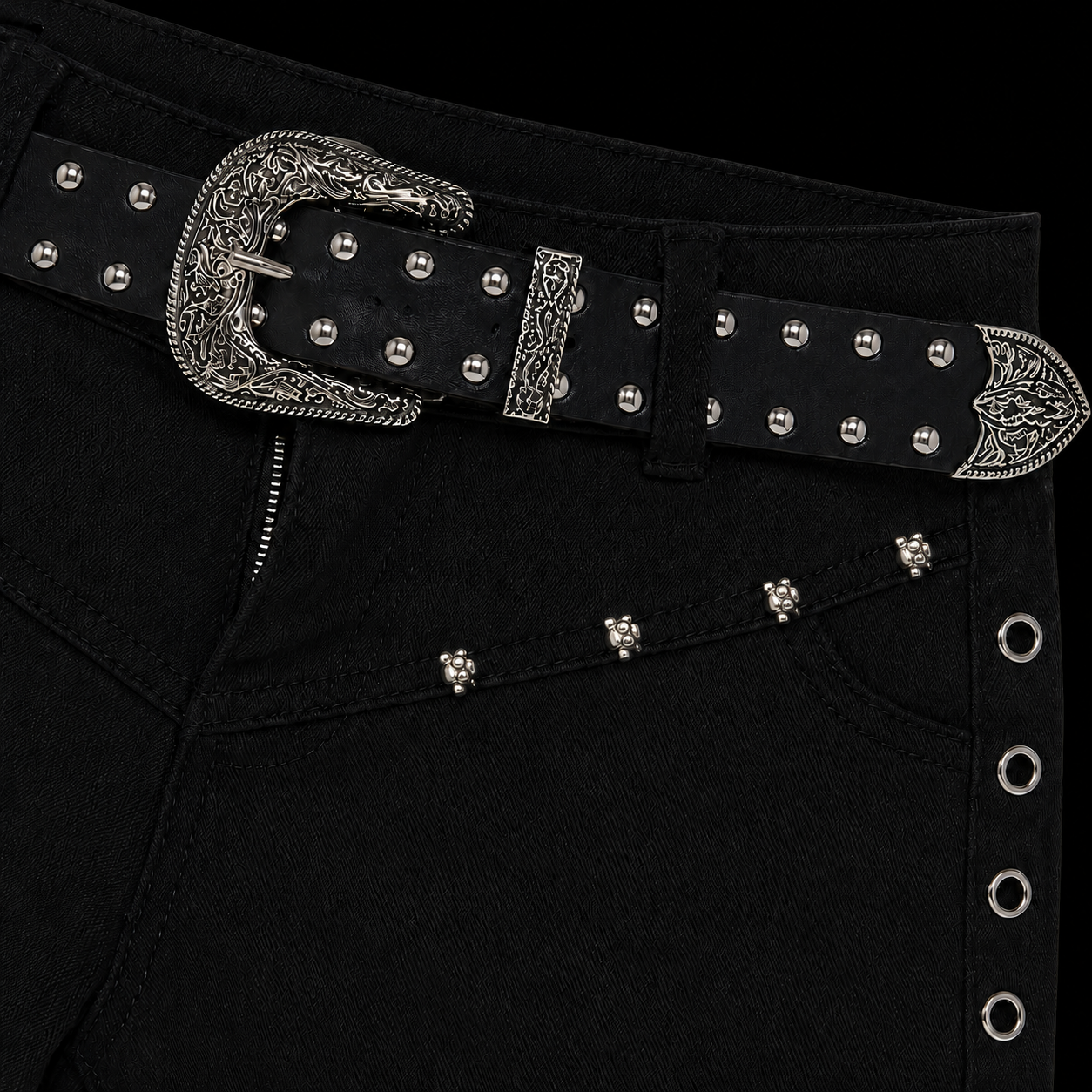 ROXY STUDDED LOW RISE SHORTS (BELT INCLUDED)