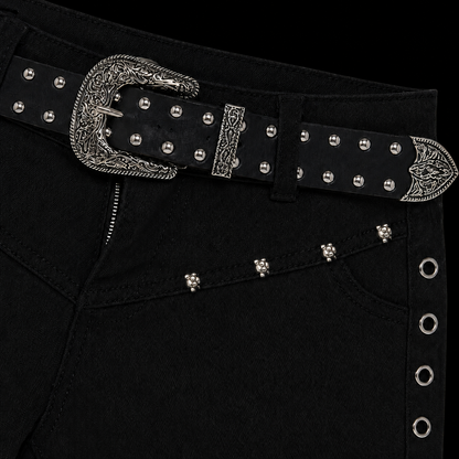 ROXY STUDDED LOW RISE SHORTS (BELT INCLUDED)