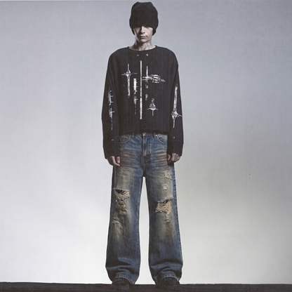 MUDDY BOOTCUT DISTRESSED DENIM