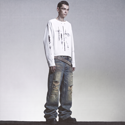 MUDDY BOOTCUT DISTRESSED DENIM